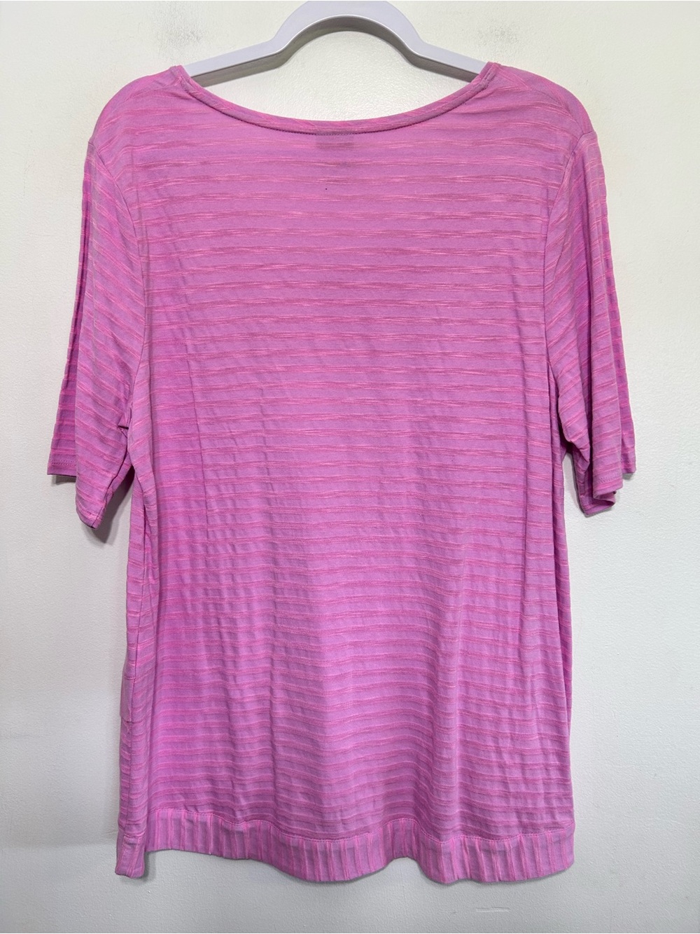 Chicos Bundle of 2 Layered Hem Striped V Neck Shirts Womens Size 12 Blue & Pink - Picture 9 of 13